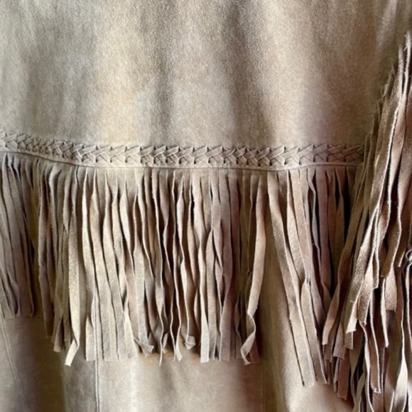 Mens size 44 vintage tan leather fringe Scully like new-never worn-no tags - Picture 4 of 6